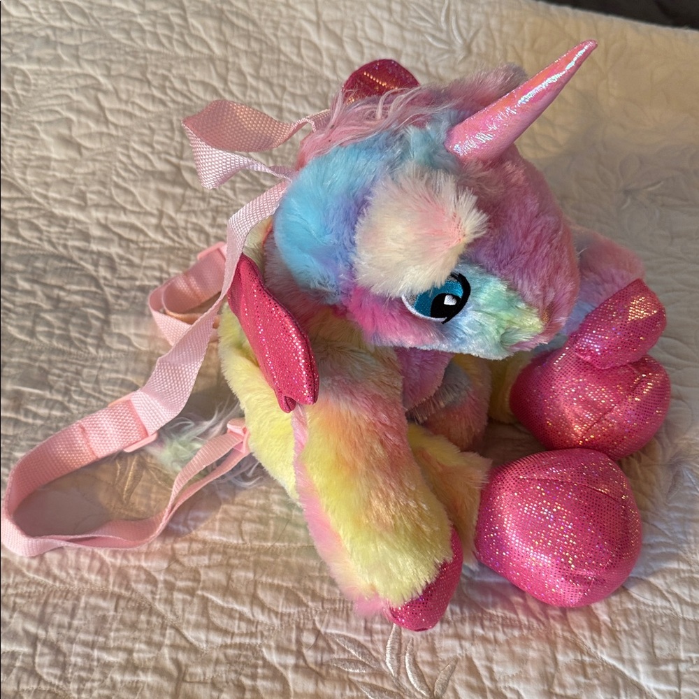 Colorful Unicorn Plush Backpack for Kids
